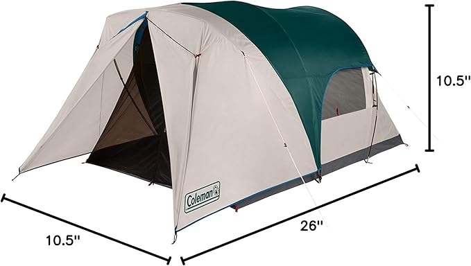 Coleman Cabin Camping Tent with Screened Porch 4/6 Person Weatherproof Tent with Enclosed Screened Porch Option Includes Rainfly Carry Bag Extra Storage and 10 Minute Setup