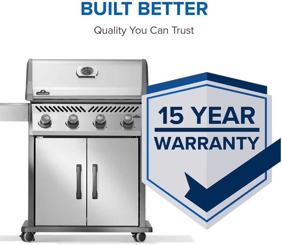 Napoleon Rogue 525 Natural Gas Grill, Stainless Steel, Durable 4-Burner Gas Grill