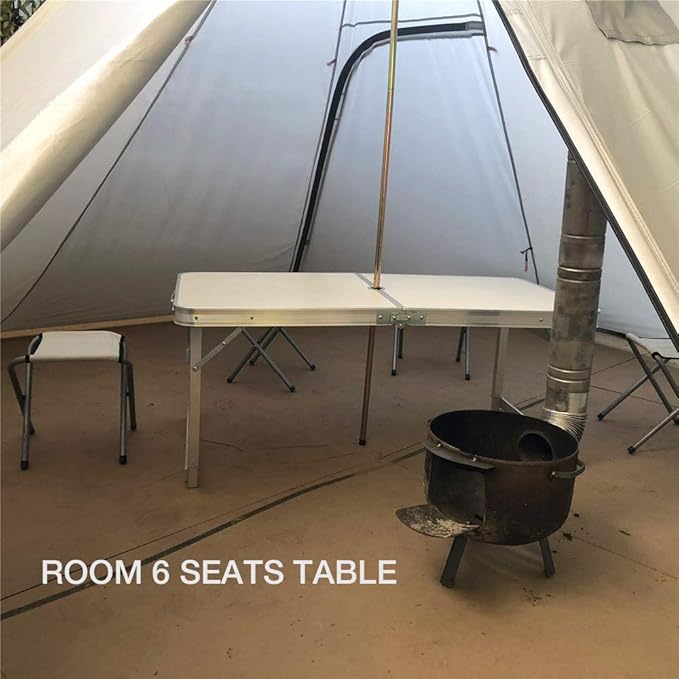 PRESELF 3 Person Lightweight Tipi Hot Tent with Fire Retardant Flue Pipes Window Teepee Tents for Family Team Outdoor Backpacking Camping Hiking