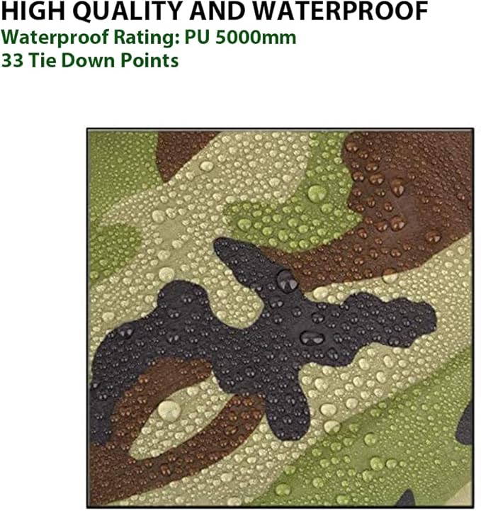 Gold Armour Rainfly Tarp Hammock, Premium 14.7ft/12ft/10ft/8ft Rain Fly Cover, Waterproof Ultralight Camping Shelter Canopy, Survival Equipment Gear Tent Accessories (Camouflage 10ft x 10ft)