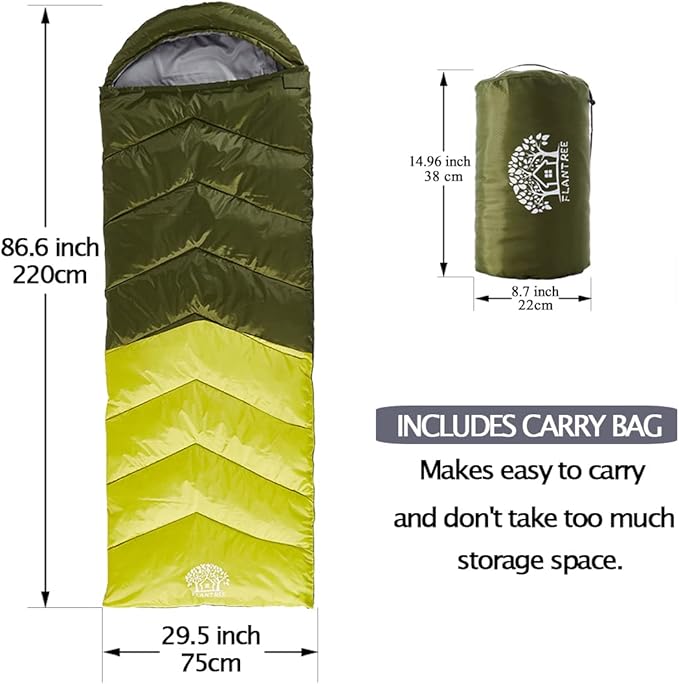 Sleeping Bag 4 Seasons Adults & Kids for Camping Hiking Trips Warm Cool Weather,Lightweight and Waterproof with Compression Bag,Indoors Outdoors Activities