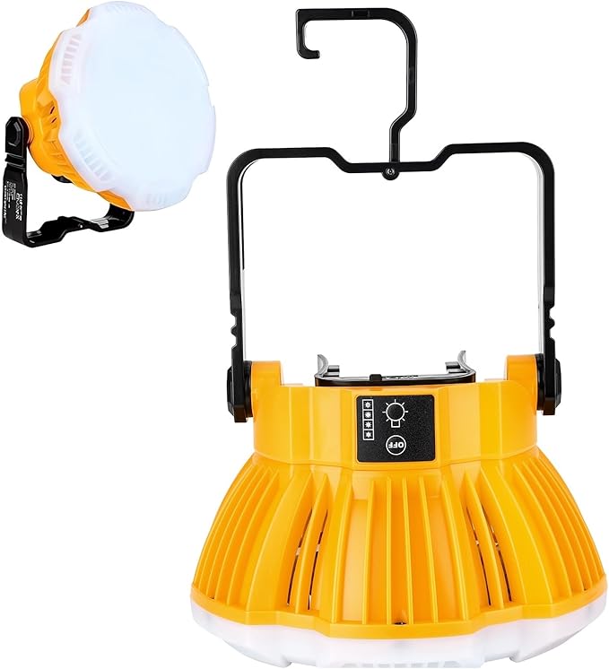 2400LM LED Camping Lantern Light for Dewalt 18V 20V MAX Battery, 3 Adjustable Brightness Cordless Portable LED Work Light Floodlight with Hook for Tent Jobsite Ceiling Light(No Battery)