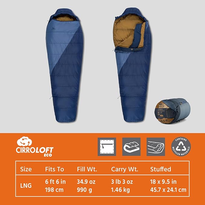 Kelty Cosmic Synthetic Fill 20 Degree Backpacking Sleeping Bag – Compression Straps, Stuff Sack Included