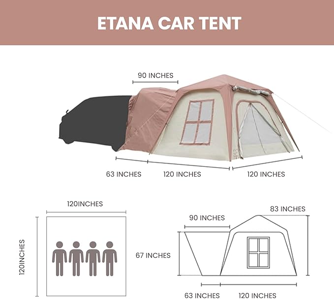 S'More Glamping Tent with Porch, 2/3/4/5/6 Person Durable Weatherproof Camping Tent, Large Family Tent with Room Divider, Easy Setup Tent with Screen Room
