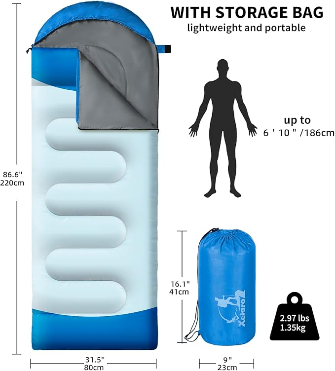Sleeping Bags for Adults Kids - 3 Season Cold&Warm Weather Waterproof Camping Sleeping Bags - Lightweight Sleeping Bags for Camping Hiking Outdoor Travel