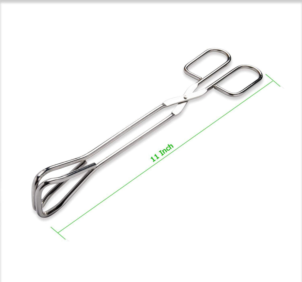 11-Inch Heavy Duty Stainless Steel Kitchen Tongs - Comfortable Ergonomic Grip, Scissor Design, Heat Resistant for BBQ and Cooking, Set of 2