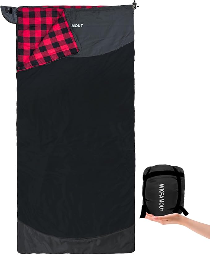 Backpacking Flannel Sleeping Bag Lightweight for Adults Hiking Ultralight Compact Sleeping Bag Portable Warm Weather Summer with Compression Sack