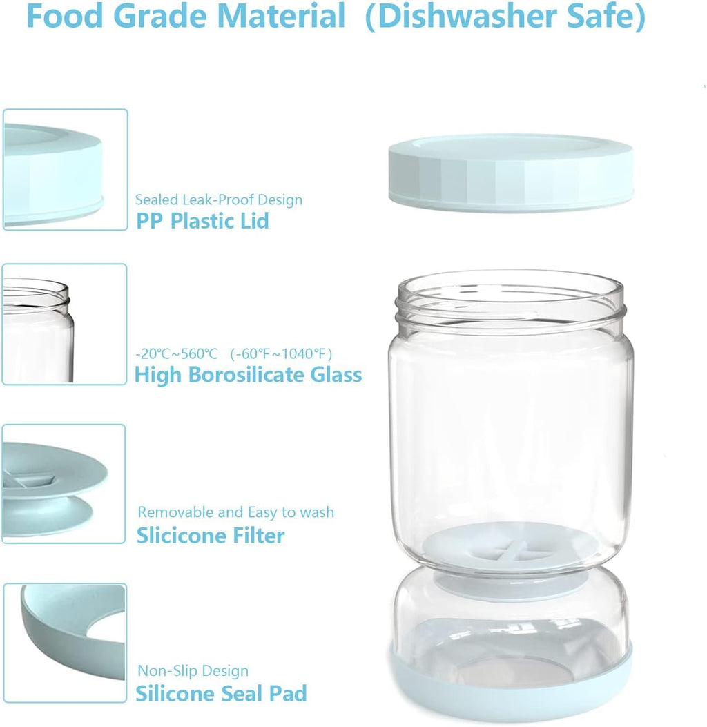 Luvan Pickle Jar with Strainer Flip, 34oz Pickle Container, Glass Kraut Juice Separator Jar-Leakproof Airtight Lid, Hourglass Food Storage Flip Jar for Olive,Jalapeno,Sliced Pickles-Dishwasher Safe