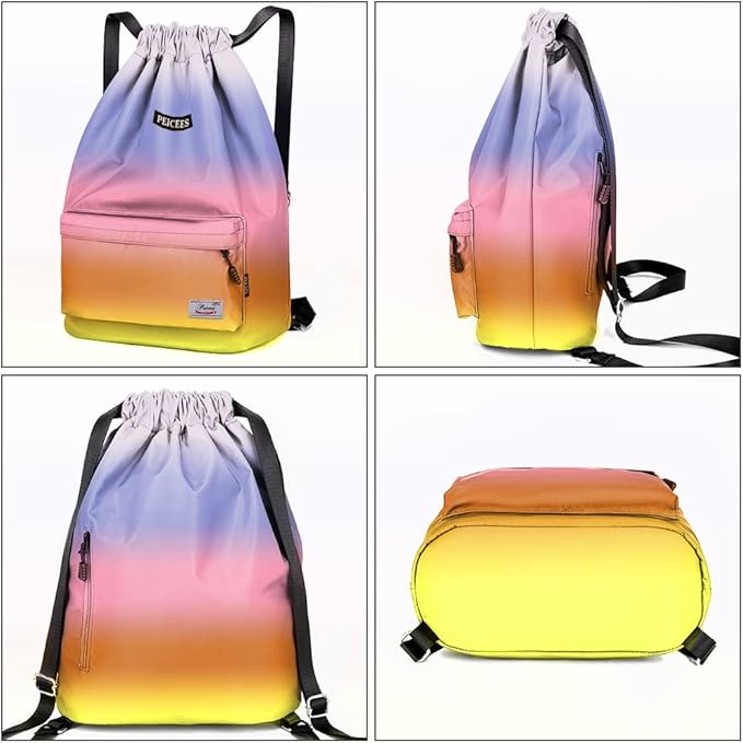 Peicees Waterproof Drawstring Sport Bag Lightweight Sackpack Backpack for Men and Women