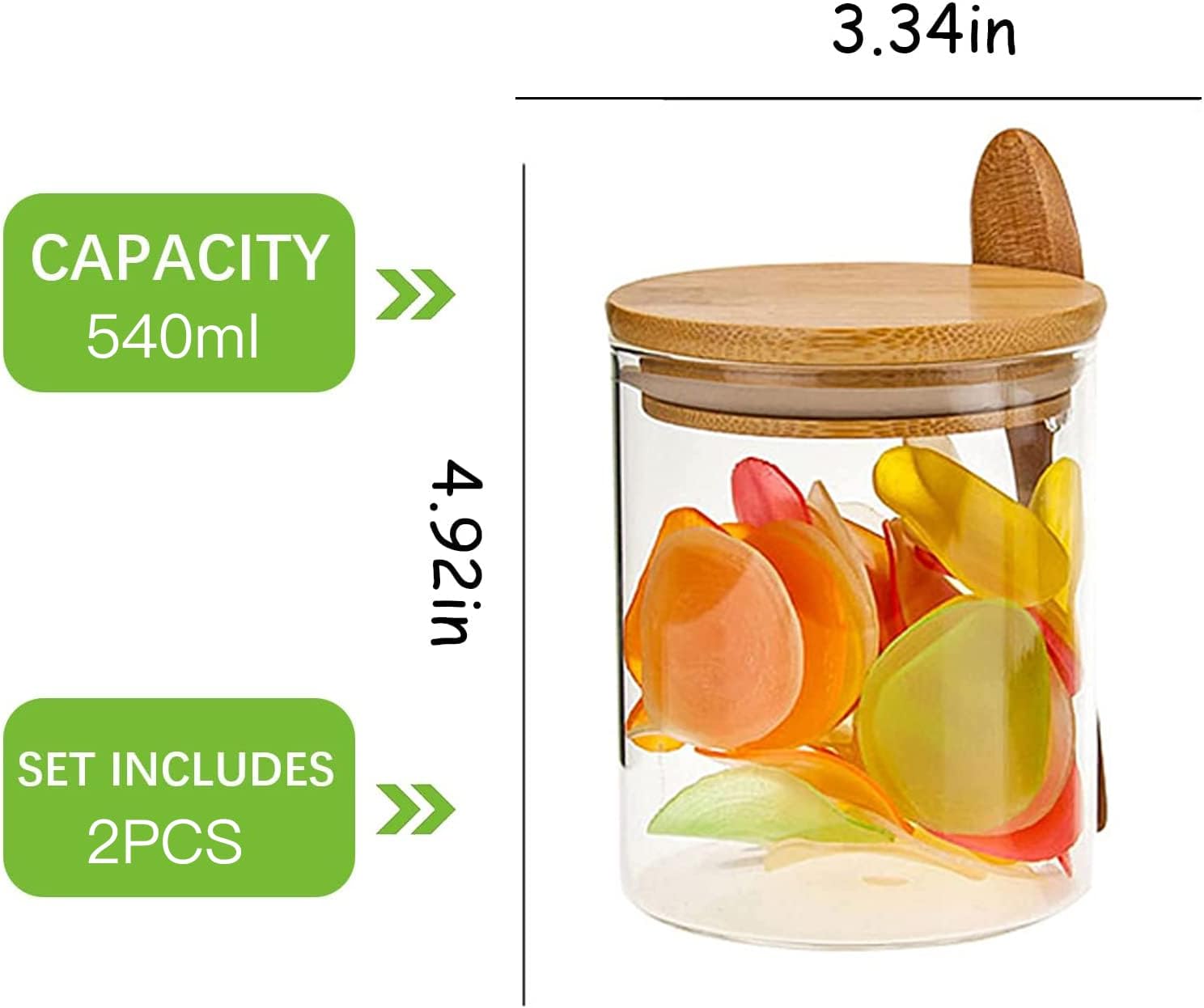 2-Pack 18.5oz Airtight Glass Meal Prep Containers with Lids – Overnight Oats Jars for Coffee, Nuts, Candy, Chia Seed Sugar & Pudding | Leakproof Borosilicate Glass Food Storage Jars