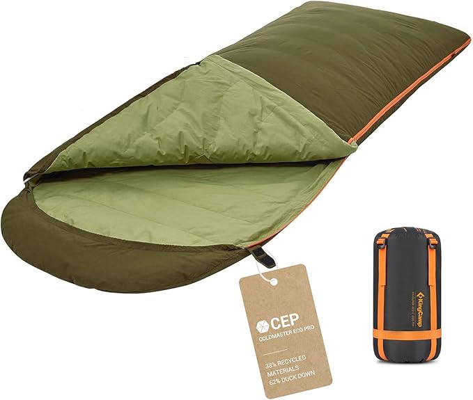 KingCamp Down Sleeping Bag for Adults, 600 FP Cold Weather 3-4 Season Sleeping Bag, Ultralight & Compact with Compression Sack for Backpacking, Camping, Hiking