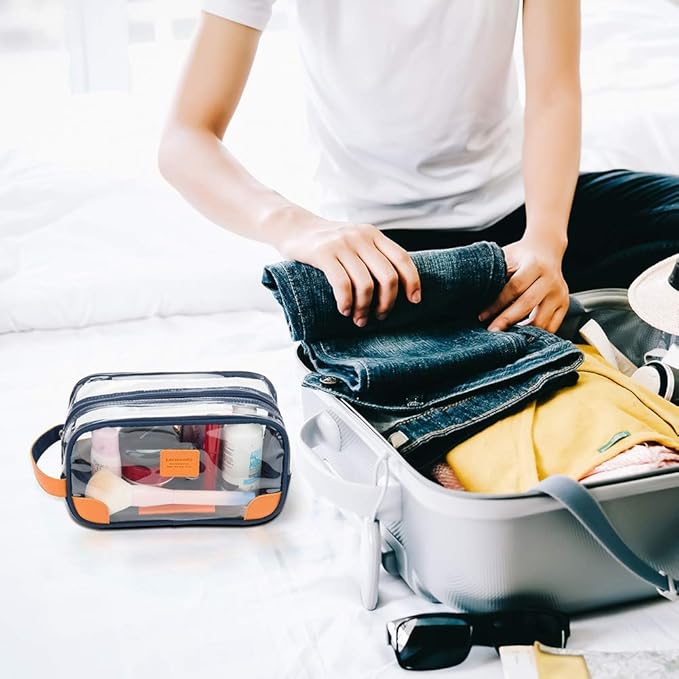 Lermende Toiletry Bag, Clear Shaving Dopp Kit for Men Travel Toiletry Bag with Hand Strap Unisex Bathroom Toiletries Organiser