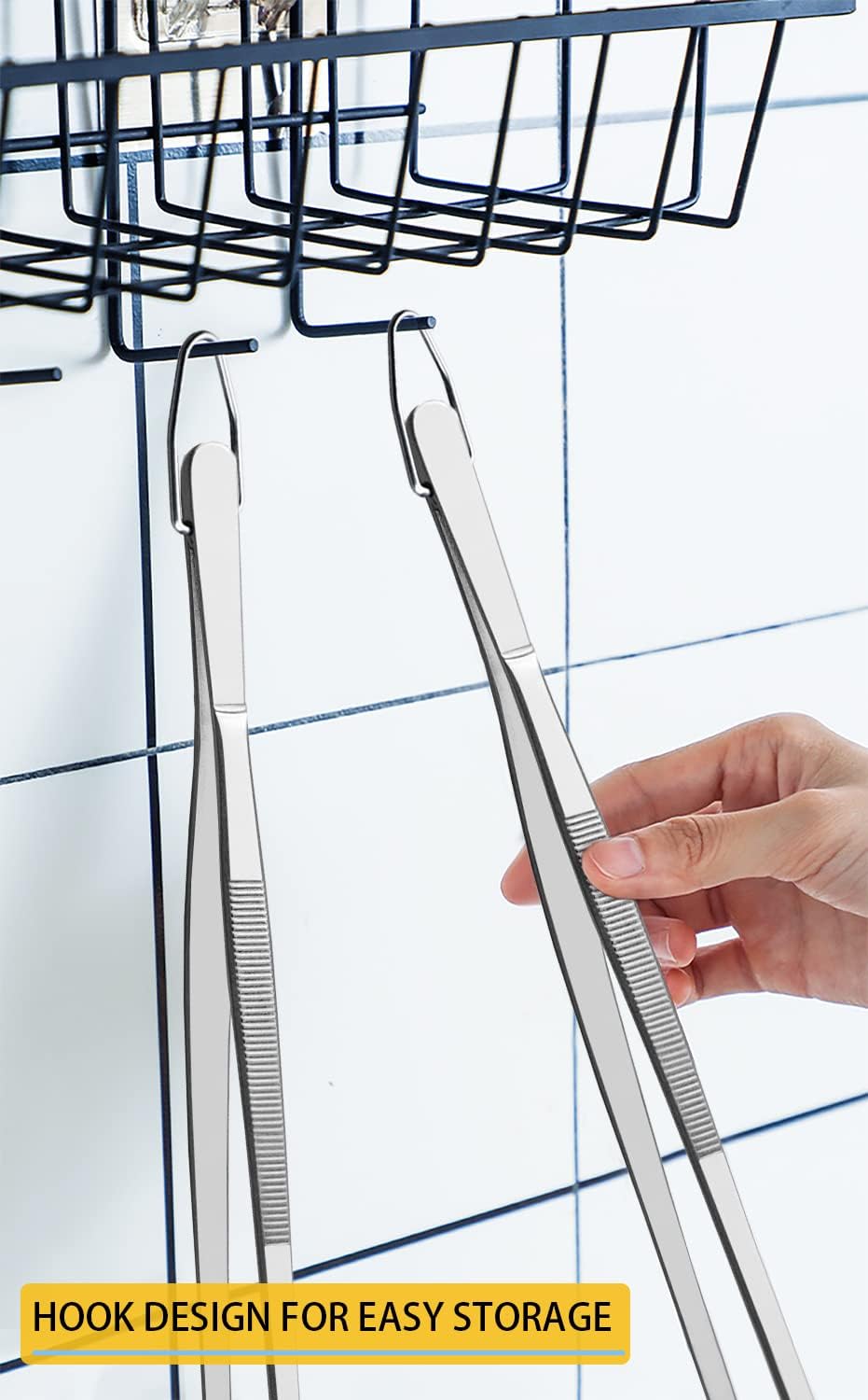 JETKONG 2 Pieces Long Food Tweezers Kitchen Tweezer Tong Chopsticks Tongs Stainless Steel Kitchen Cooking Forceps