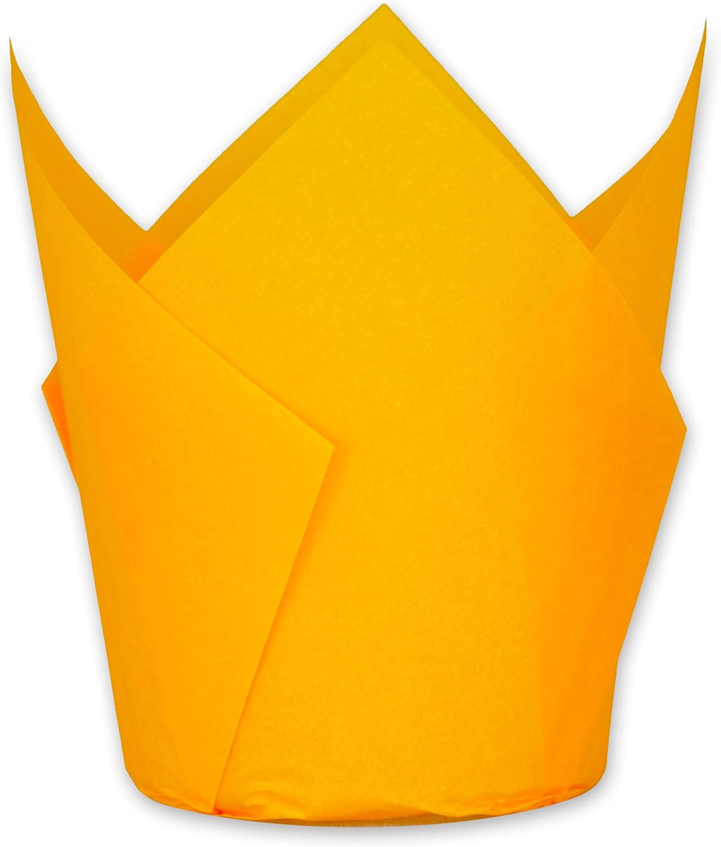 Orange color Large size Tulip Baking Cups 2-1/4"(Base diameter) x 4"(Wall height) Parchment paper baking cupcake Muffin liners, Case of 130 pcs