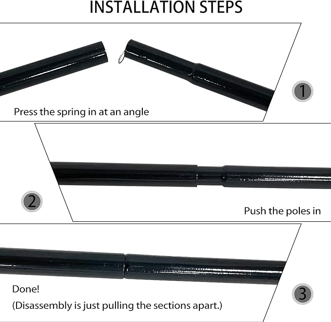 Sutekus Steel Rod Tent Pole Replacement Accessorie 2pc/Set Adjustable Bars