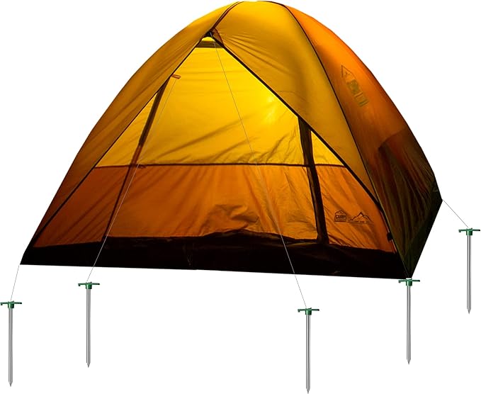 Cheardia 20 Pack Tent Stakes Heavy Duty, 10.25 Inch Yard Stakes Non-Rust Metal Tent Pegs Ground Stakes Tent Spikes for Camping Patio, Garden, Canopies, Grassland, Outdoor,Green