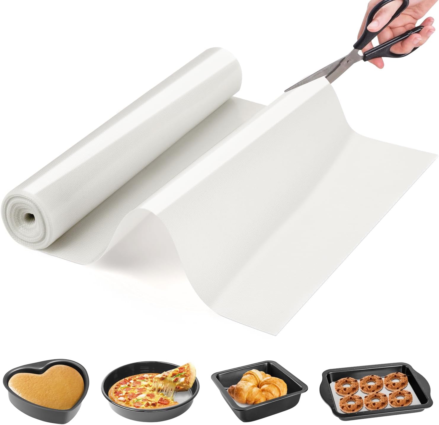 Silicone Baking Mat Roll -Non-Stick Dough Rolling Mat, Food Grade Pastry Baking Mat, Non-slip Silicone Kitchen Counter Mat, Reusable Air Fryer Mat, Washable Oil-Proof Refrigerator Liners