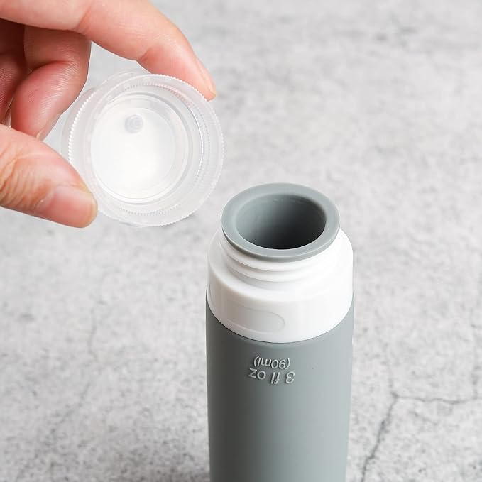 16 Pack Travel Bottles Set - TSA Approved Leak Proof Silicone Squeezable Containers for Toiletries, Conditioner, Shampoo, Lotion & Body Wash Accessories (16 pcs/Black Pack)