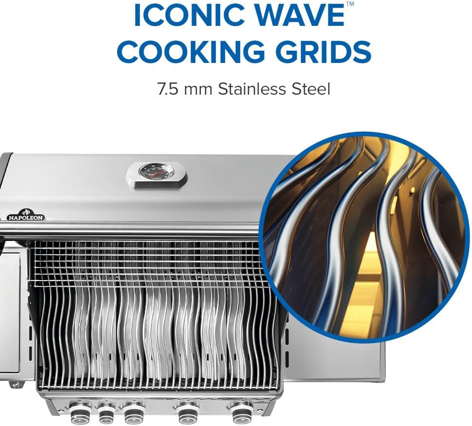 Napoleon Rogue PRO 525 Propane Gas Grill with Infrared Side Burner, Stainless Steel, Durable 5-Burner Outdoor BBQ