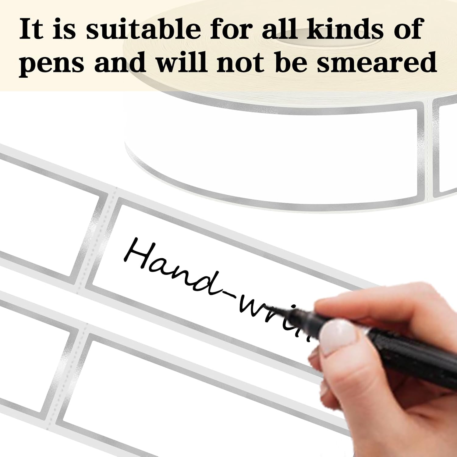 500 Silvery Border Removable Freezer Labels Water Oil Resistant with Perforation Line for Food Containers Jars Pantry Organization (Ink Quick-Dry，1” x 3”)