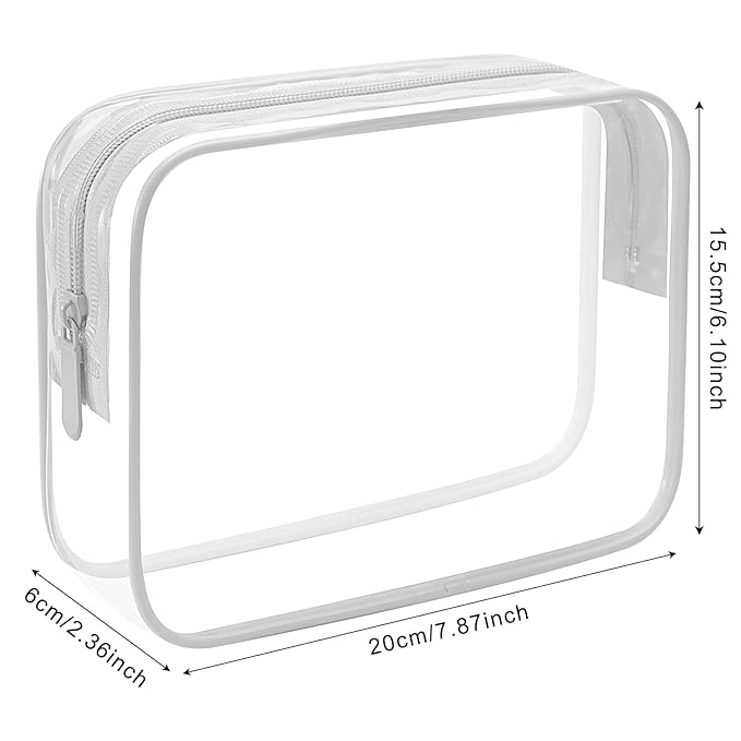 Lermende 2pcs Clear Toiletry Bag TSA Approved Travel Bag,Carry On for Travel,Airport Airline Accessories Compliant Bag,Quart Sized Makeup Cosmetic bag Women Men (Transparent Gray, 2 Pack)