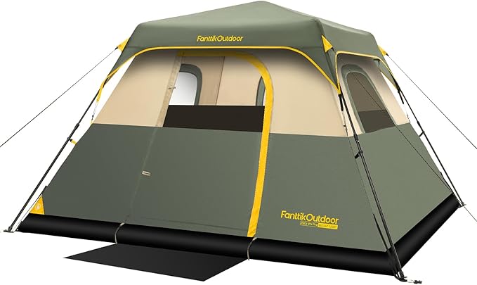 FanttikOutdoor Camping Tent 4/6/8/10 Person Instant Cabin Tent Setup in 60 Seconds with Rainfly & Windproof Portable with Carry Bag for Family Camping & Hiking, Upgraded Ventilation