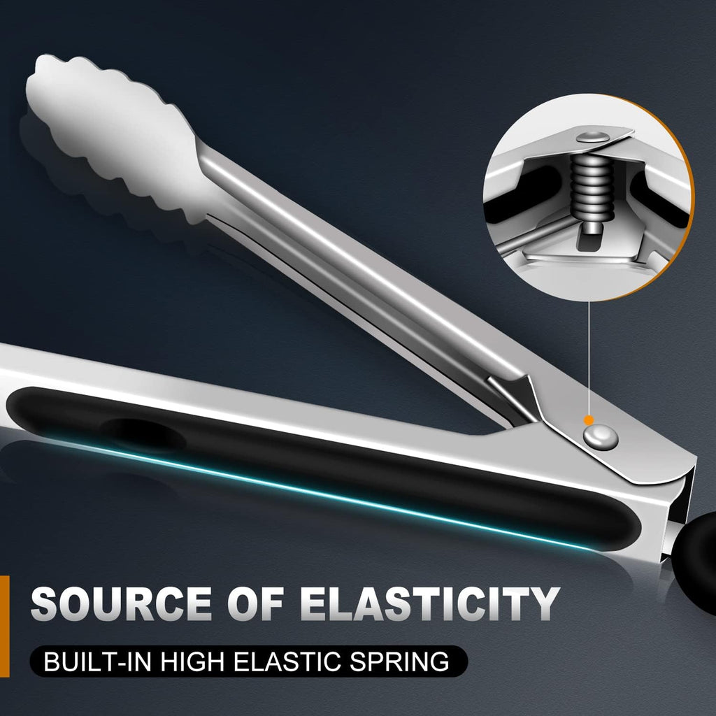 Kitchen Tongs - 9" and 12" Tongs for cooking, Heat Resistant 600 Degrees Stainless Steel Metal Tong and Non-Slip Handle - Perfect for Cooking, Salad and BBQ, Set of 2