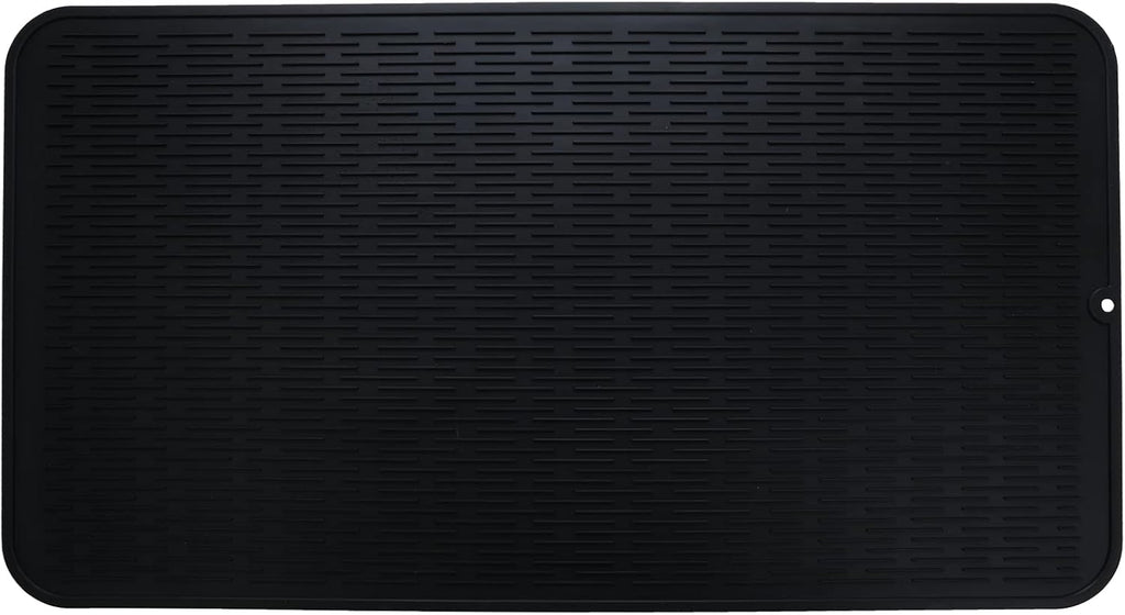 Silicone Dish Drying Mat for Multiple Usage,Easy clean,Eco-friendly,Heat-resistant Silicone Mat for Kitchen Counter or Sink,Refrigerator or Drawer Liner Black 4XL 32 inches x 18 inches