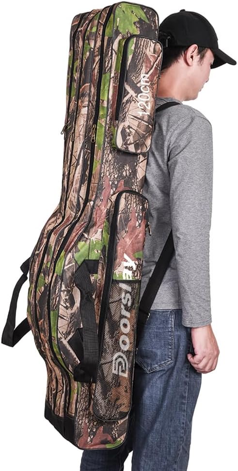 oorslay Portable Folding Fishing Tackle Storage Bags Oxford Fishing Rod Case Fishing Pole Bag Carry Organizer Waterproof Fishing Bag