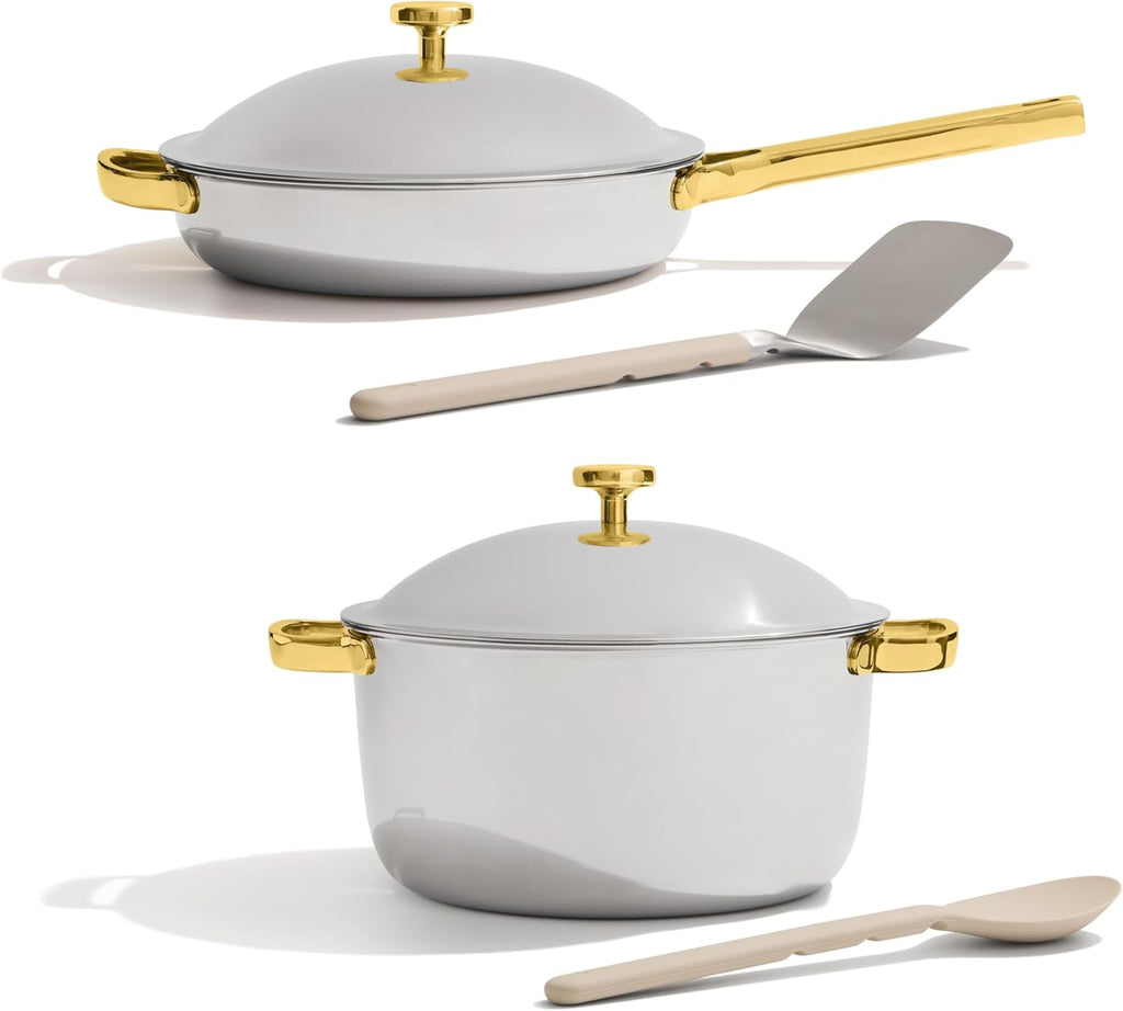 Our Place Titanium Pro Cookware Duo – Always Pan & Perfect Pot with Nonstick No-Coating Technology | Tri-Ply Titanium & Stainless Steel | Safe for Oven, Induction & All Cooktops up to 750°F | Gold