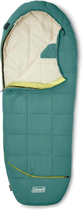 Coleman Big Bay 20°F Sleeping Bag, Adult Mummy Sleep Sack with Headrest