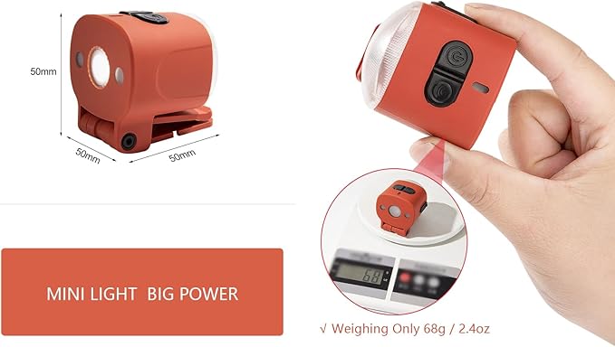 2-Pack Mini Hands Free Rechargeable Hat Light Camping Lanterns Magnetic IPX4 Waterproof Clip on Ultra Light for Emergency, Outdoor, Camping, Fishing, Biking, Night Running (Red)