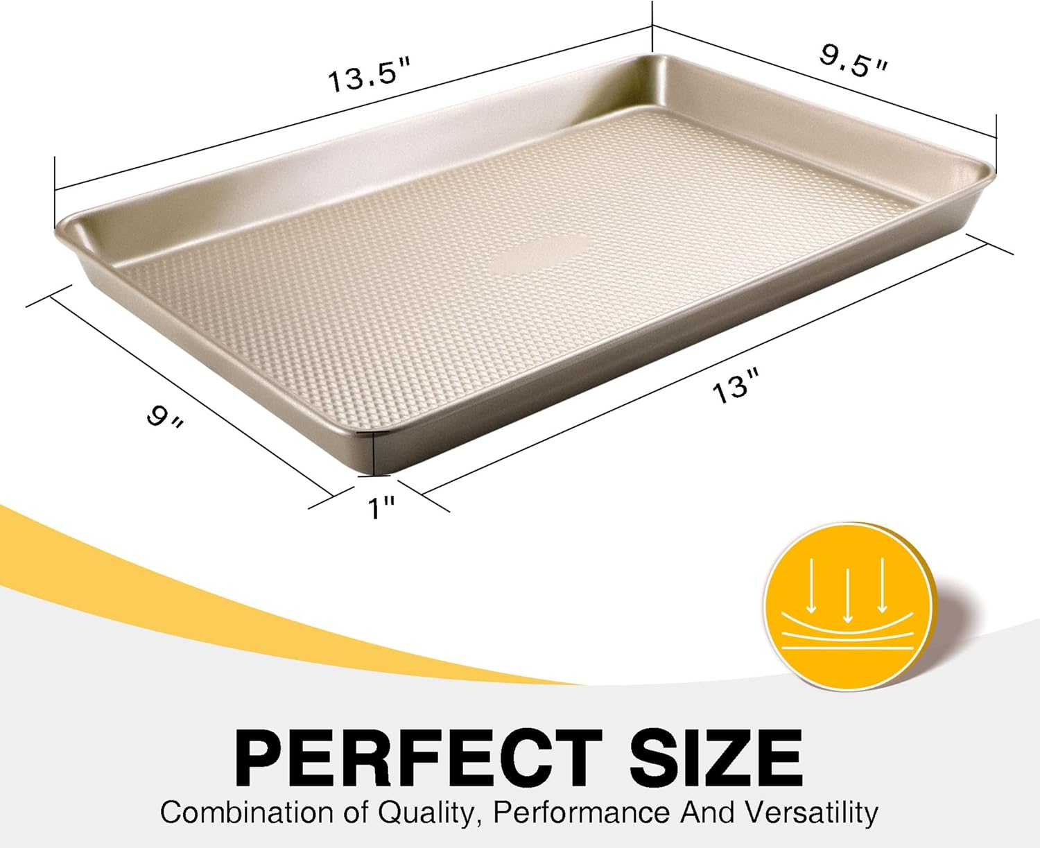 Quarter Sheet Baking Pan Nonstick - HONGBAKE Commercial Cookie Sheet for Baking with Diamond Texture Surface, 57% Thicker Carbon Steel 9 x 13 Baking pan