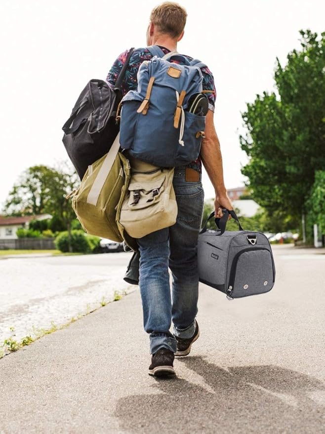 Kuston Sports Gym Bag with Shoes Compartment &Wet Pocket Gym Duffel Bag Overnight Bag for Men and Women-Grey