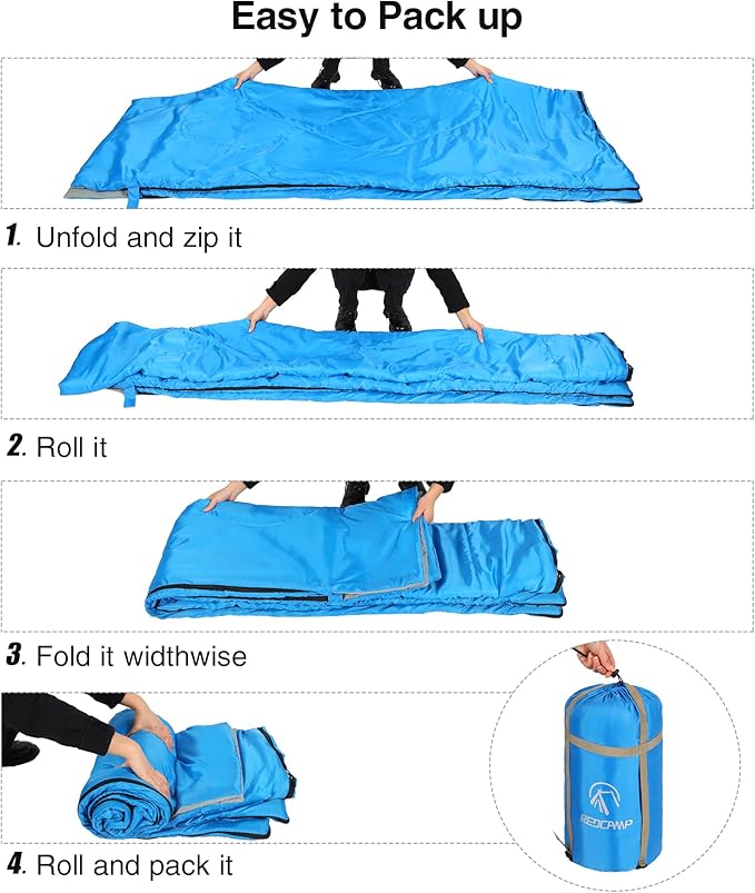 REDCAMP Ultra Lightweight Sleeping Bag for Backpacking, Comfort for Adults Warm Weather, with Compression Sack