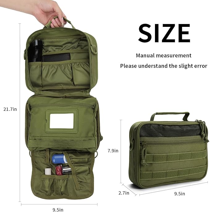 SMONT Tactical Toiletry Bag for Men, 9.5" Hanging Dopp Kit Shaving Hygiene Bag for Traveling Bathroom