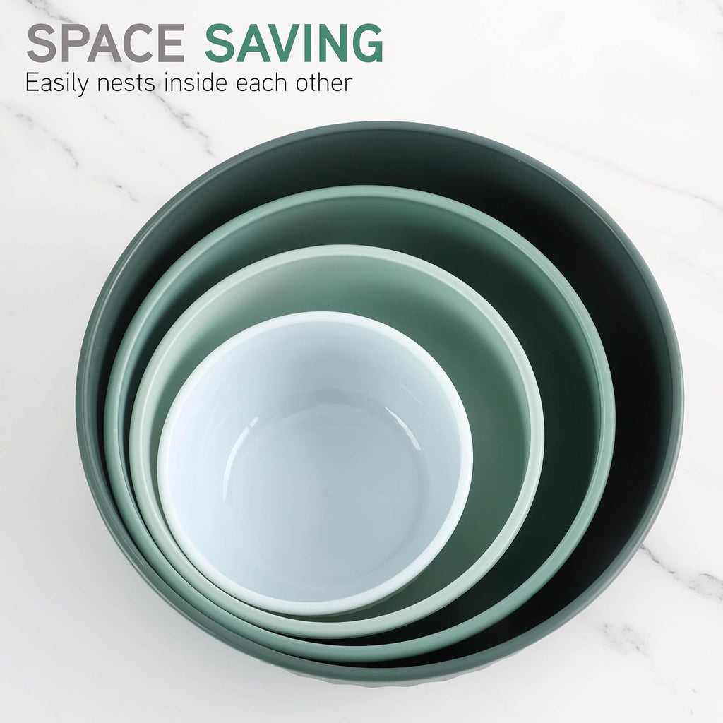 COOK WITH COLOR Prep Bowls with Lids- Wide and Deep Nesting Plastic Small Mixing Bowl Set with Lids, 8 Piece Set - Wide Bowls, Sage