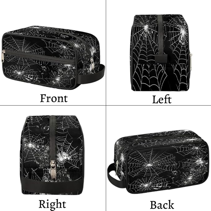 Spiders Web Hanging Toiletry Bag,Travel Hygiene Kits,Waterproof Makeup Carry-on Bags,Cosmetic Bag,Approved Shave Dopp Kit for Toiletries Shower Bathroom Halloween Accessories Gifts Black