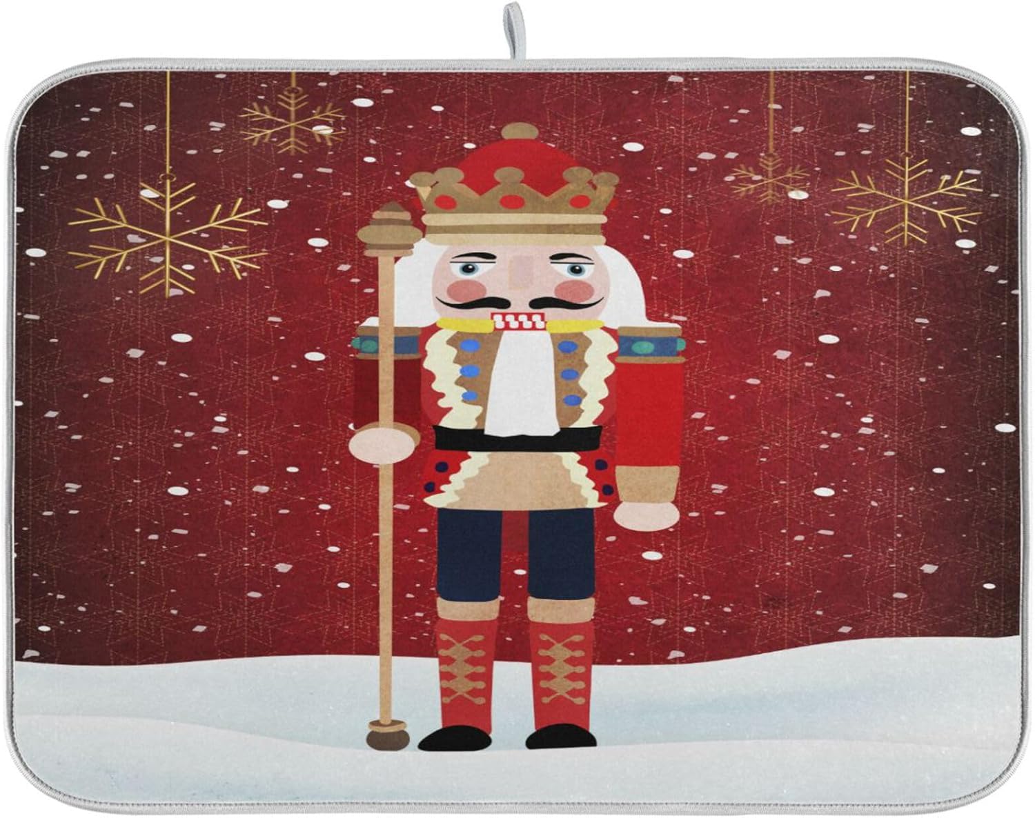 Nutcracker Christmas Dish Drying Mat for Kitchen Counter Absorbent Microfiber Drying Pad, Large 18x24 in, Reversible Drainer Mats