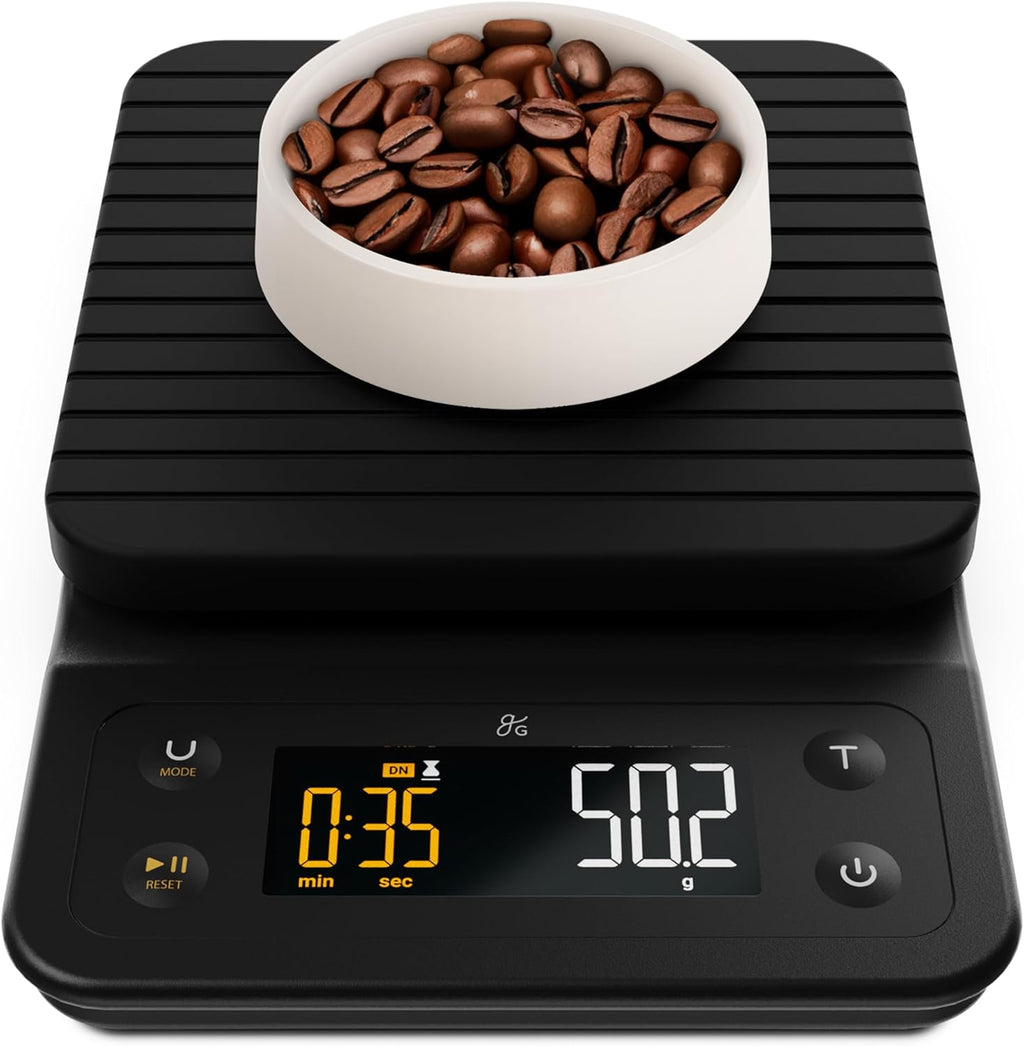 Greater Goods 0.1g Precision Coffee Scale with Timer – 3kg Digital Scale for Pour-Over, Espresso, French Press, Kitchen Use (Onyx Black)