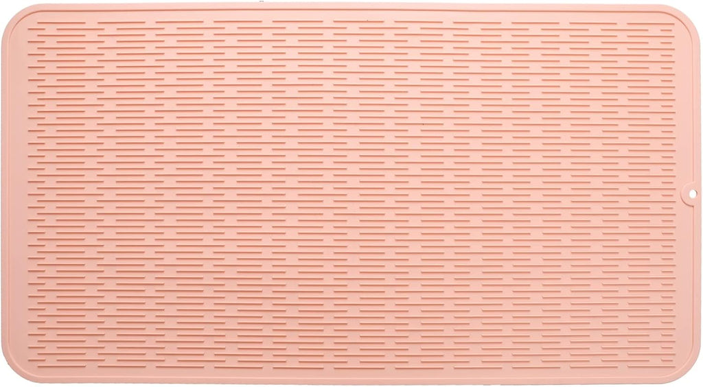 Silicone Dish Drying Mat for Multiple Usage,Easy clean,Eco-friendly,Heat-resistant Silicone Mat for Kitchen Counter or Sink,Refrigerator or Drawer Liner Pink 4XL 32 inches x 18 inches