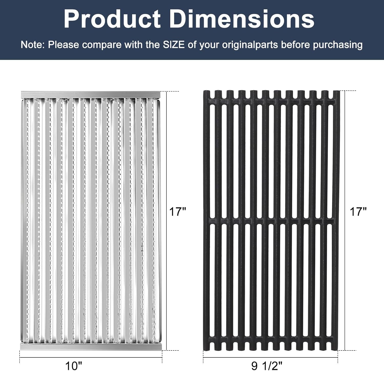 Criditpid Grill Replacement Parts for Charbroil 463242716 463257520 463242715 463276016, Burners, Heat Plate, Crossover Tubes, Ignitors, Cooking Grates & Emitter Plates for Charbroil Commercial Grill
