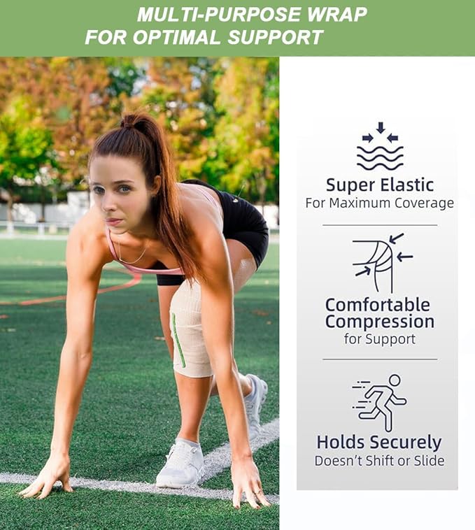 6 Pack Elastic Bandage Wrap, 4" Wide Compression Roll Latex Free Bandage for Legs, Ankle, Knee, Body Wrap, Compression Leg Wraps,First Aid Kit