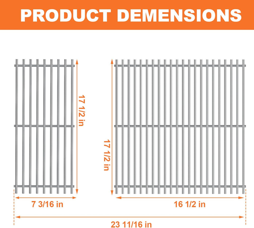 KEESHA Grill Grates for Weber Spirit 300 and GS4 Spirit II 300 Series, Spirit 700, Genesis Silver B & C, Solid Food Grade 304 Stainless Steel Cooking Grates