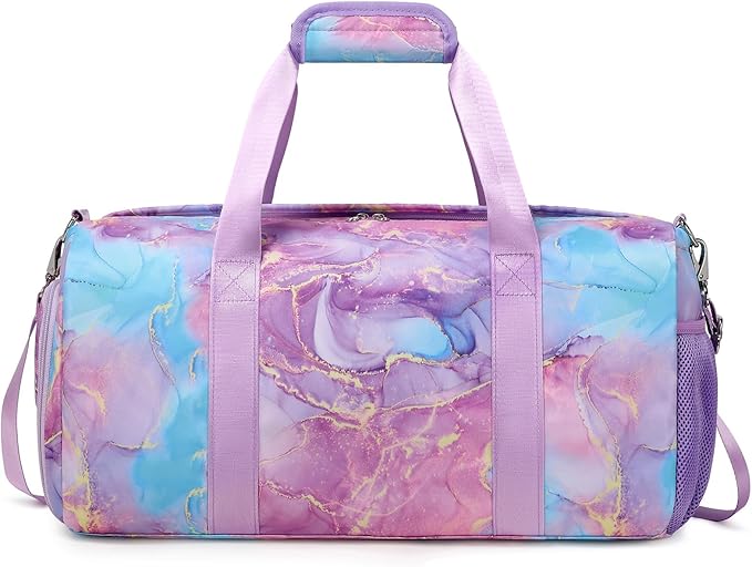 Dance Bag for Girls Gym Bag Sports Duffle Bag with Shoes Compartment Wet Pocket Weekender Overnight Bag for Girls Women Teens Travel Duffle Bag Water Resistant