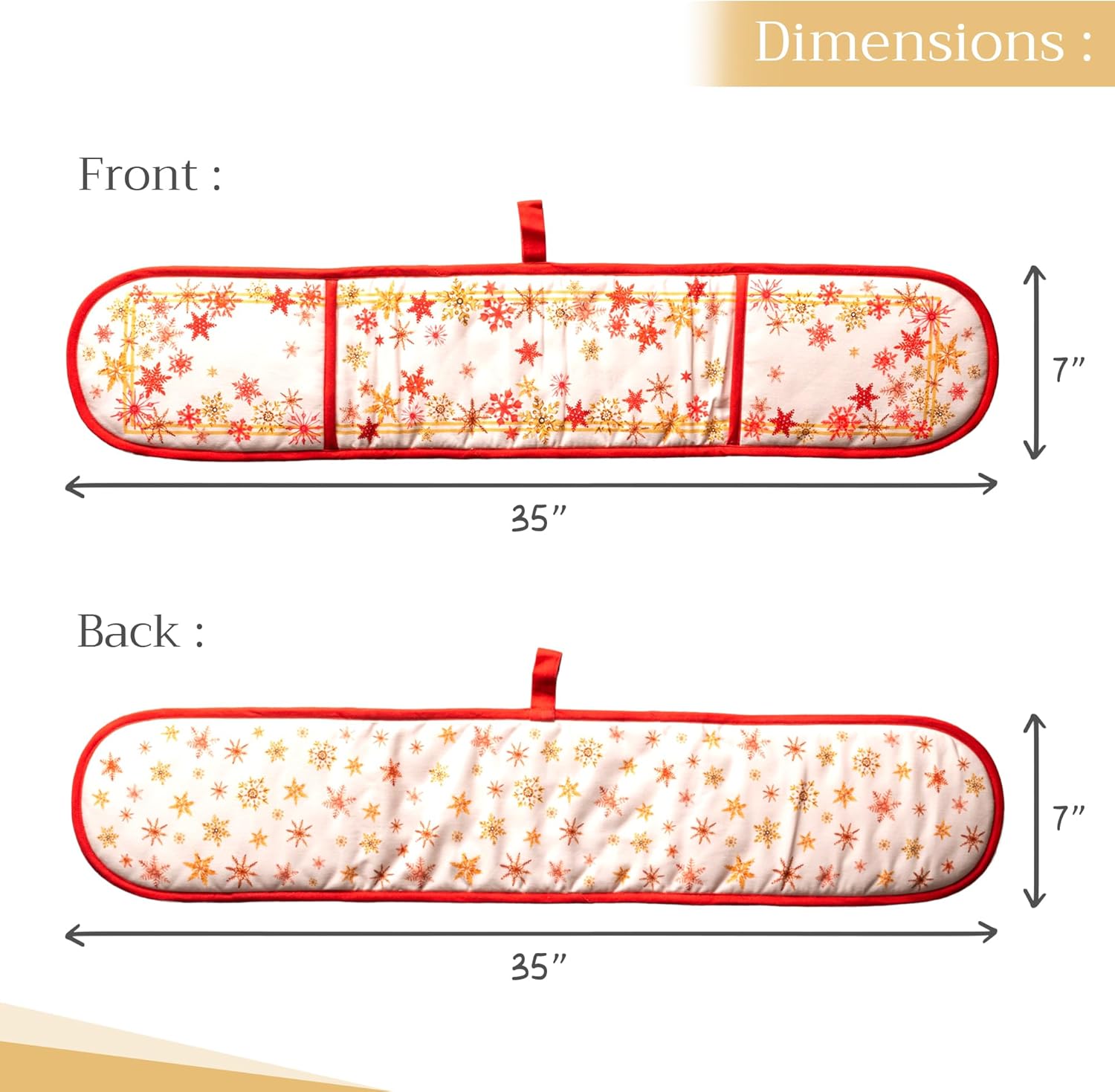 Maison d' Hermine Double Oven Mitts 100% Cotton 7"x35" Double Oven Mitt Heat Resistant BBQ Cooking Gloves with Loop, Baking, Grilling, Home, Kitchen, Handling Hot Pans (Crystal Star)