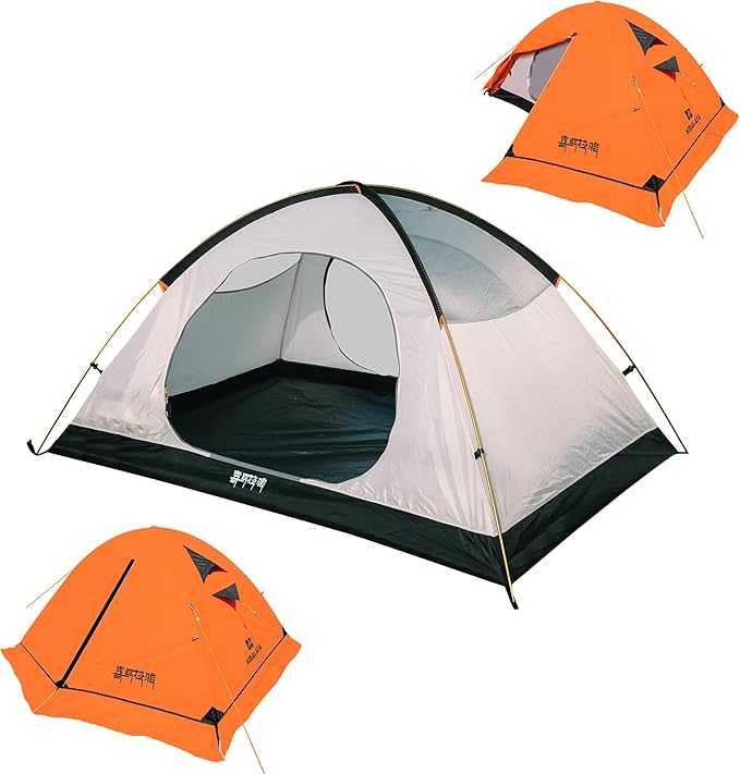 Himalaya 1/2 Person Camping Tent, 4 Season Tent Backpacking Winter Tent Waterproof Windproof Lightweight Portable PU5000 for Outdoor Camping Cold Weather Hiking Mountaineering