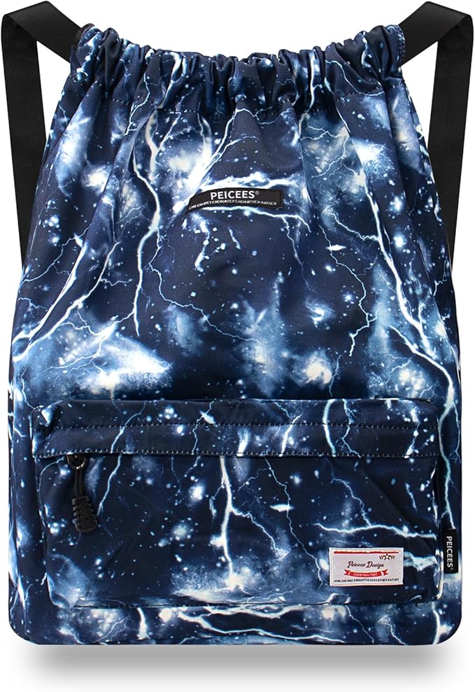 Peicees Waterproof Drawstring Sport Bag Lightweight Sackpack Backpack for Men and Women
