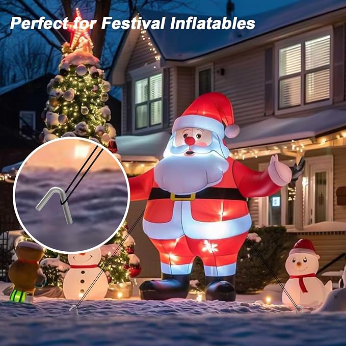 AAGUT Tent Stakes 9 Inch 8 Pcs Tent Pegs for Camping, Inflatable Metal Ground Galvanized Steel Stakes, Heavy Duty Camping Spikes, Outdoor Rug Stakes