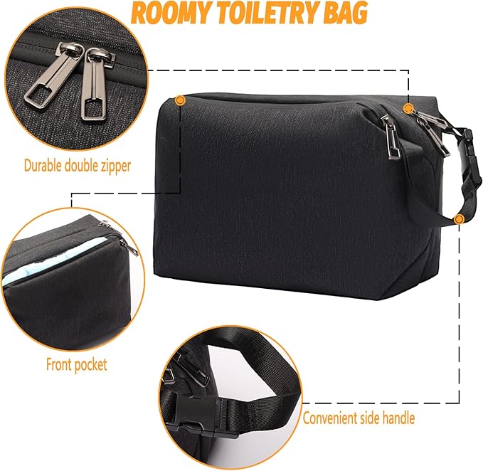 Toiletry Bag for Men,Travel Mens Toiletry Bag Large Toiletry Organizer Bag Fits Bottles Vertically Shaving Bag Waterproof Dopp kit for Toiletries Accessories